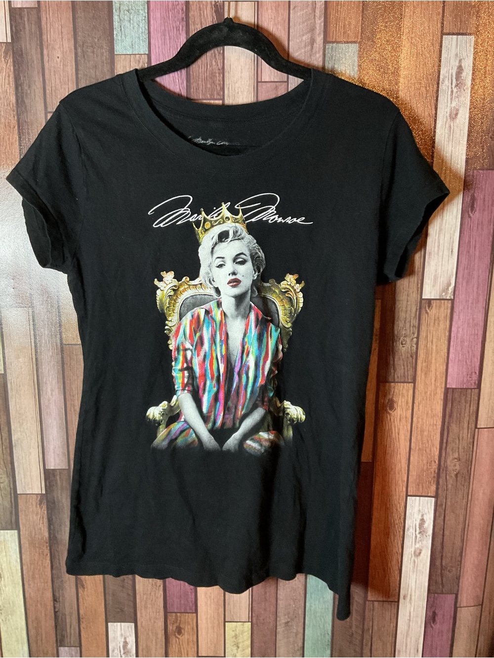 Women’s Black Graphic Marilyn Monroe Short Sleeve T-Shirt Size XL 15-17